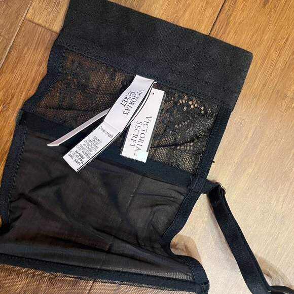 Victoria's Secret Dream Angels Unlined Lace-Up Corset Top Bra Black Lace Mesh M - Picture 5 of 5